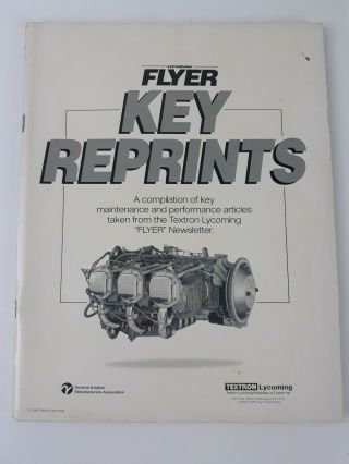 Textron Lycoming Flyer Key Reprints Vtg 1996 Compilation Maintenance Performance