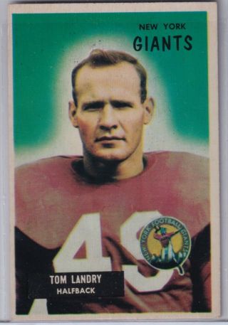 1955 Bowman Football Card 152 Tom Landry Ny Giants Ex - Mt
