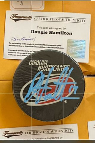Dougie Hamilton Carolina Hurricanes Autographed Hockey Puck - Frameworth