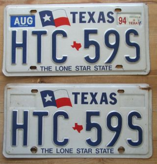 Texas 1994 License Plate Pair - Quality Htc - 59s