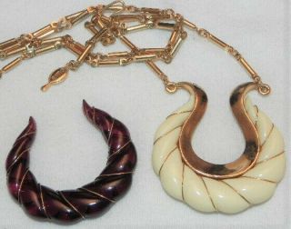 Vintage Sarah Coventry Interchangeable Lucite Pendant Gold Tone Chain Necklace