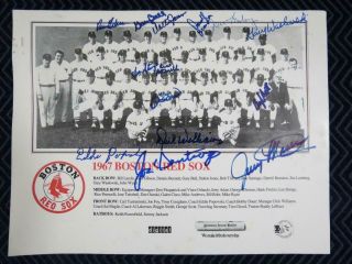 1967 Boston Red Sox Team Signed Baseball Photo - 14 Signatures