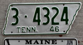 1946 Tennessee State Shaped License Plate 3 Knox County - Very Careful Repaint Job