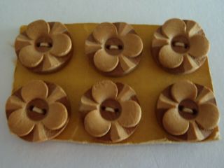 6 Vintage Flower Buttons Brown 20mm Sew Jewelry Craft Scrapbook Knit Quilt