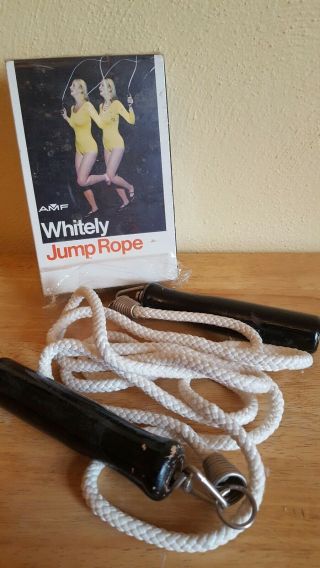 Vintage Whitely Jump Rope Wooden Handles Amf Retro Fitness 1970s