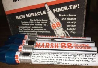 4 Marsh Industrial Grade Markers Activated Vintage Solvent Based Marsh Brand 3