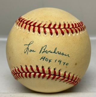 Lou Boudreau " Hof 1970 " Signed Baseball Autographed Jsa Red Sox Auto