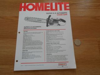 Vintage 1970s? Homelite Brochure Chainsaw Ez E Z Auto Automatic 41cc Saw