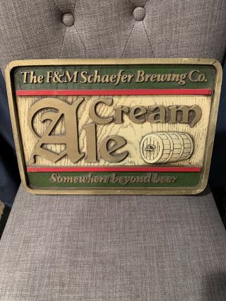 Vintage F&m Schaefer Brewing Co Cream Ale Sign