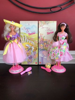 Avon Spring Blossom Barbie 1995 And Spring Petals Barbie 1996