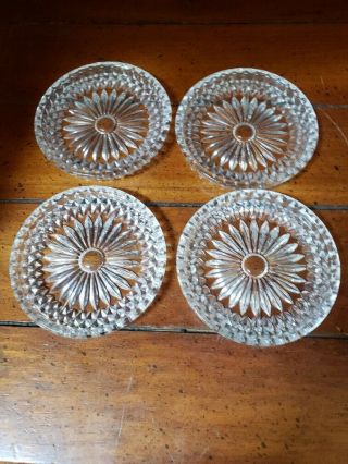 Vintage Set Of 4 Cut Glass Crystal 3 1/2 " Coasters Or Personal Ashtray