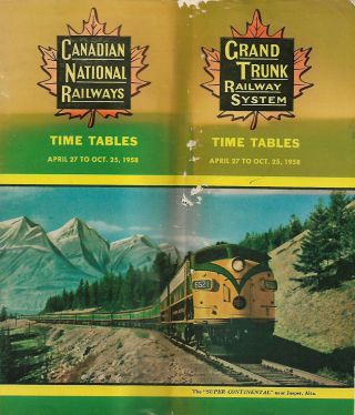 Canadian National Railways,  Grand Trunk Railway Time Table,  From 1958