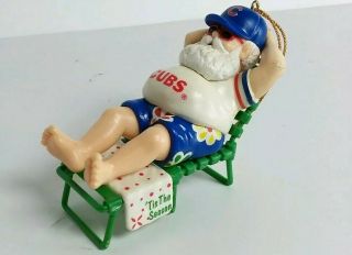 Chicago Cubs 3.  5 " Relaxing Santa Christmas Ornament Bears Santa On A Lawn Chair