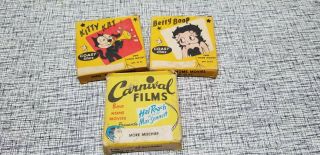 3 Vintage Coast Carnival Films 8mm Betty Boop Kitty Kat Hal Roach Cartoons
