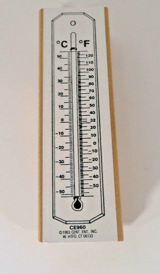 Vintage Thermometer Wood Mounted Rubber Stamp 1993 Center Enterprises Nos