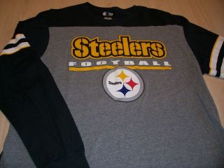 Nfl Team Apparel Pittsburgh Steelers Long Sleeve Gray/black T - Shirt Mens Xl Exc.