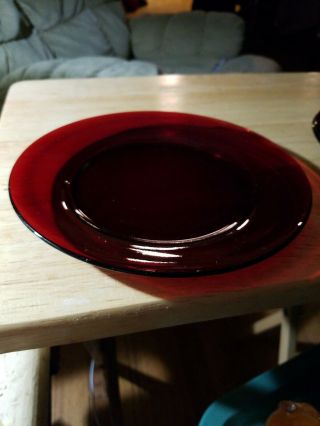 3 Vintage Anchor Hocking Royal Ruby Red Glass Plates 8 "