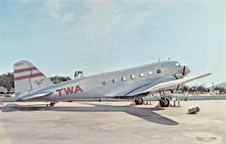 Twa - Transcontinental & Western Air Douglas Dc - 2 Airplane Postcard