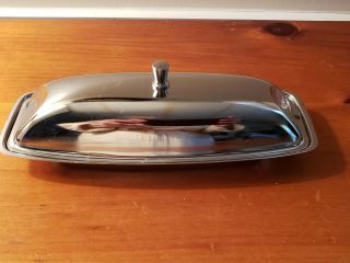 Milvern Creations Vintage Stainless Steel Covered Butter Dish.  8 "