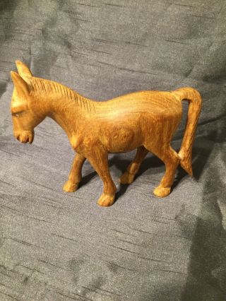 Vintage Old Wood Wooden Carved Donkey Horse Pony