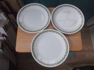 Three Vintage Glass Corelle Spring Blossom 10 1/4 - Inch Dinner Plates