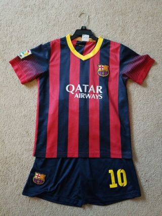 Youth Medium Lionel Messi Barcelona 10 Jersey And Shorts