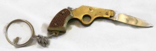 Vintage Figural Pistol Key Chain Knife w Box - 4 Inch Long Open 3