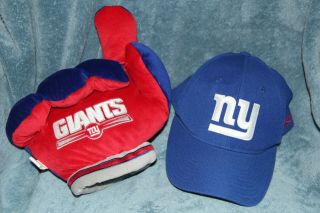 York Giants 10 " Plush 1 Hand With Team Logo Blue & Red With Blue Ny Hat