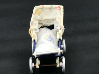 Calico Critters Sylvanian Families Vintage Blue Pram Silver Wheels See Pictures
