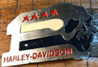 Vintage Metal Harley Davidson Belt Buckle Usa Made Skull Biker