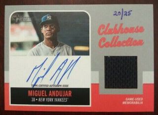 Miguel Andujar 2019 Heritage Auto Autograph Relic Jersey Card Ed /25 Yankees