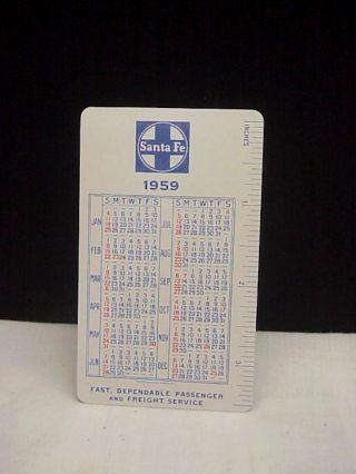 Vintage 1959 Santa Fe Railroad Pocket Calendar