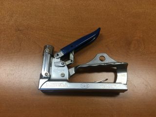Vintage Hansen 3 Tacker Hand Stapler W/ Case Uses 33 34 1/4 " Staples