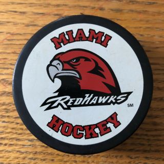 Miami Ohio Redhawks Ccha Game Puck Nchc University Ncaa College Hockey