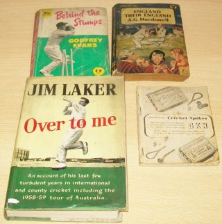 Vintage Cricket Books X4 Jim Laker/ England Their England/ Behind The Stumps Etc