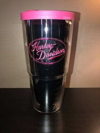 Harley - Davidson Tervis Tumbler Insulation 24 Oz Smoked Black With Pink