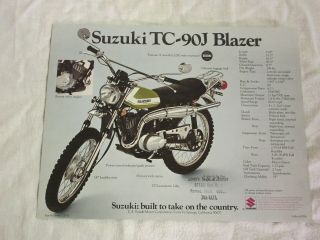 Vintage 1972 Suzuki Tc - 90j & Ts - 90j Color Dealer Handout