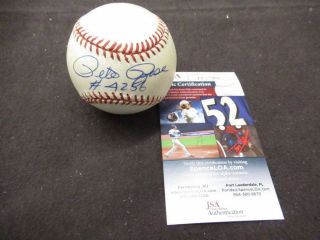 Pete Rose Signed Auto Autograph Onlb Baseball Inscribed " 4256 " Jsa Bb879