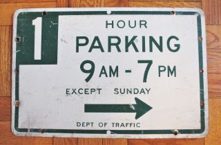 Vintage York City 2 - Sided 1 Hour Parking 2 - Sided Street Sign 9am To 7pm