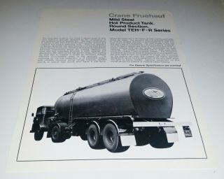 Vintage 1968 Crane Fruehauf Leaflet Hot Product Tanker Teh - F - R Series