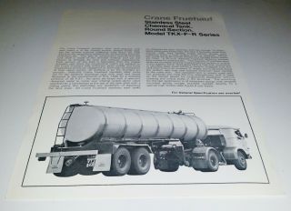 Vintage 1968 Crane Fruehauf Leaflet Chemical Tanker Tkx - F - R Series