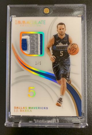 2018 - 19 J.  J.  Barea Immaculate Patches Jersey Numbers Acetate 3 Color Patch 1/5