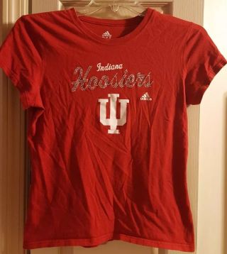 Adidas Indiana Hoosiers Iu T - Shirt Bedazzled Womens Size Large