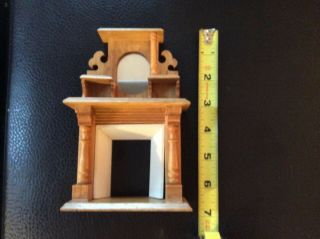 Vintage Dollhouse Miniature Piece Fireplace Mantle With Mirror/picture Fantast