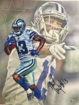 Michael Gallup Autographed Dallas Cowboys 16x20 Rolled Canvas Beckett P