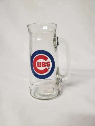 Vintage Chicago Cubs Fisher Nuts Beer Mug Thick Clear Glass