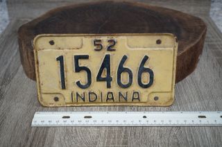 Vintage 1952 Indiana Motorcycle License Plate 7 1/2 " X 4 1/8 "