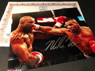 Mike Tyson & Evander Holyfield Hand Signed 10 X 8 Photo Autograph &