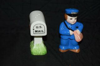Vintage 1985 Salt And Pepper Shakers Mailman And Mailbox