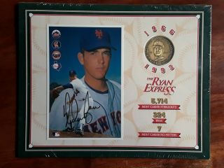 Nolan Ryan Autographed/signed 8x10 Photo With Coin.  
